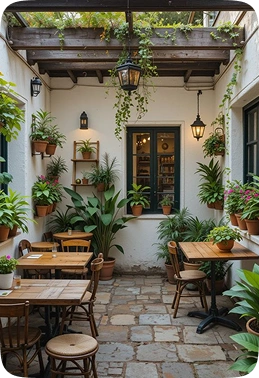 Balneario courtyard seating