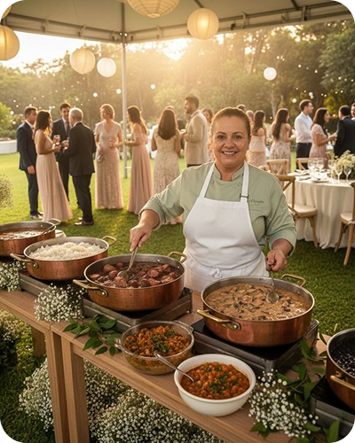 Chef serving at event