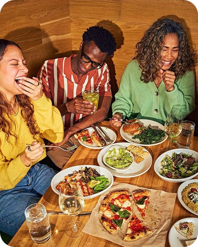 Friends dining together